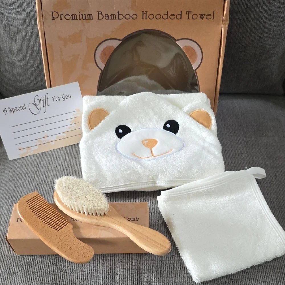 Premium Bamboo Hooded Baby Towel Set By Kermode, New In Box, Boy Or Girl.